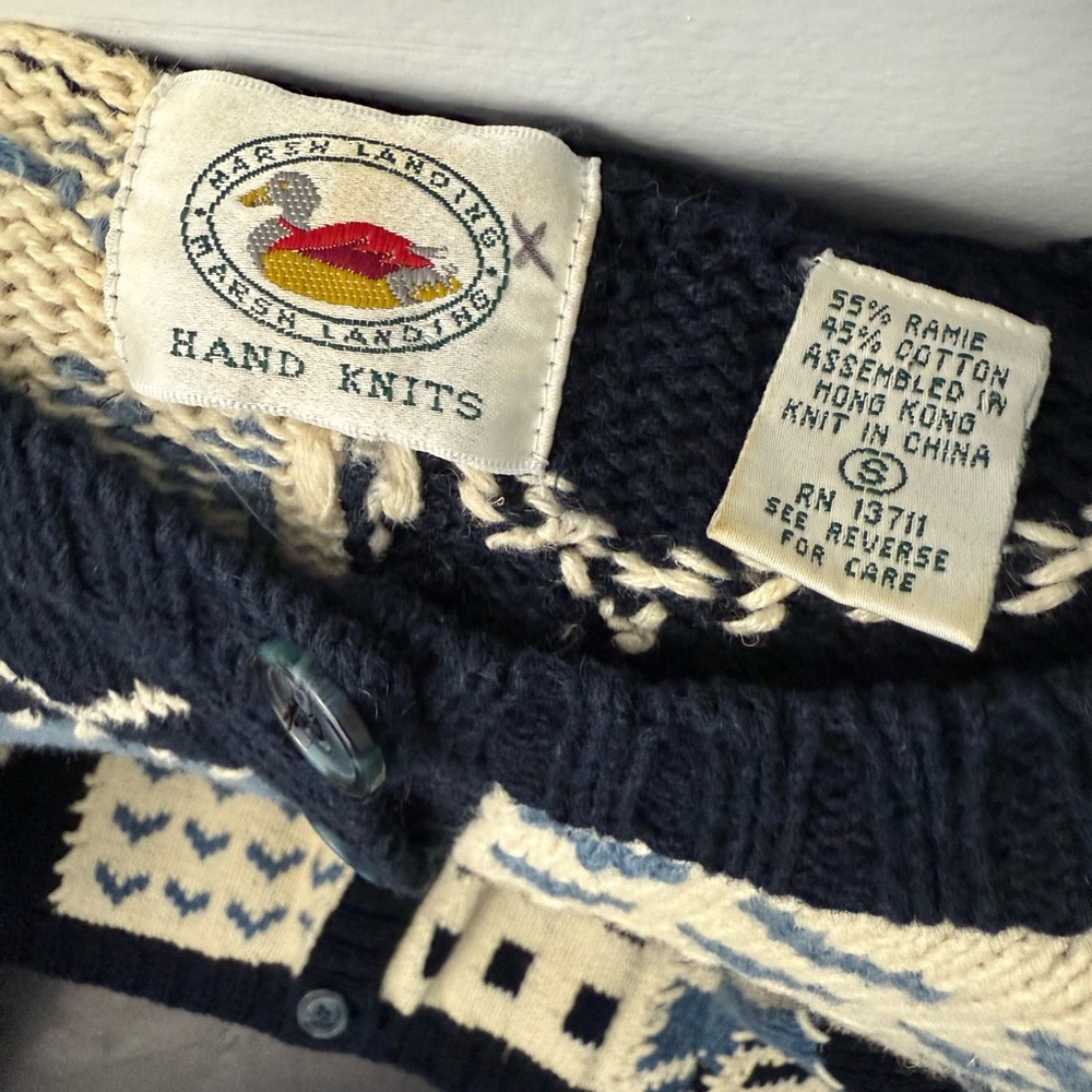 Marsh Landing Navy and Cream Knit Cardigan - Picture 12 of 13